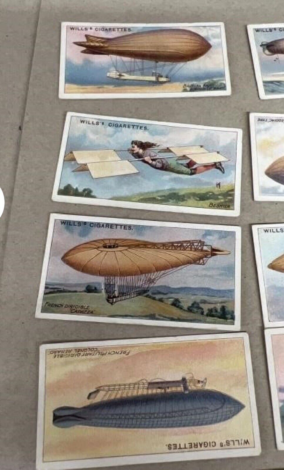 Wills Cigarette cards 1910 Aviation Airship Zeppelin Flying Ship Lot Of 12