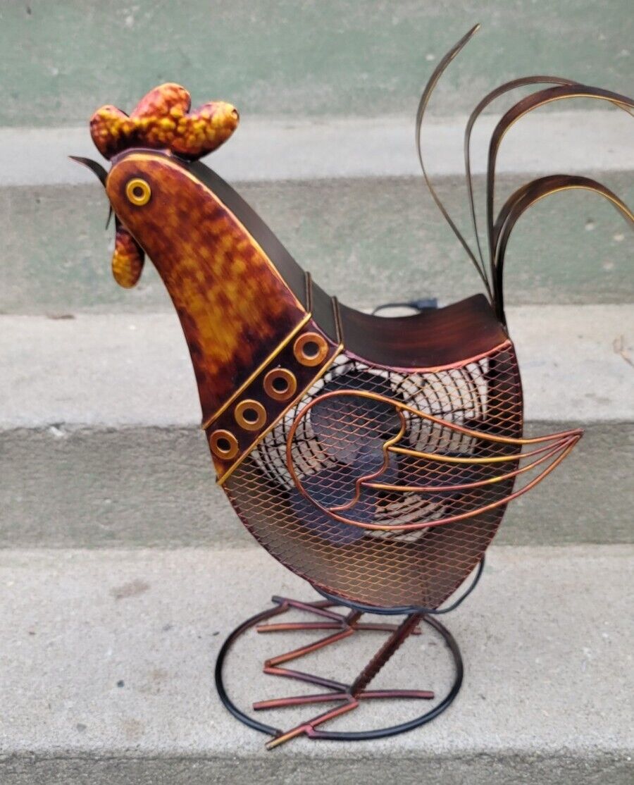 Vintage Rooster Chicken Electric Fan Sculpture Farmhouse Farm Brutalist Art