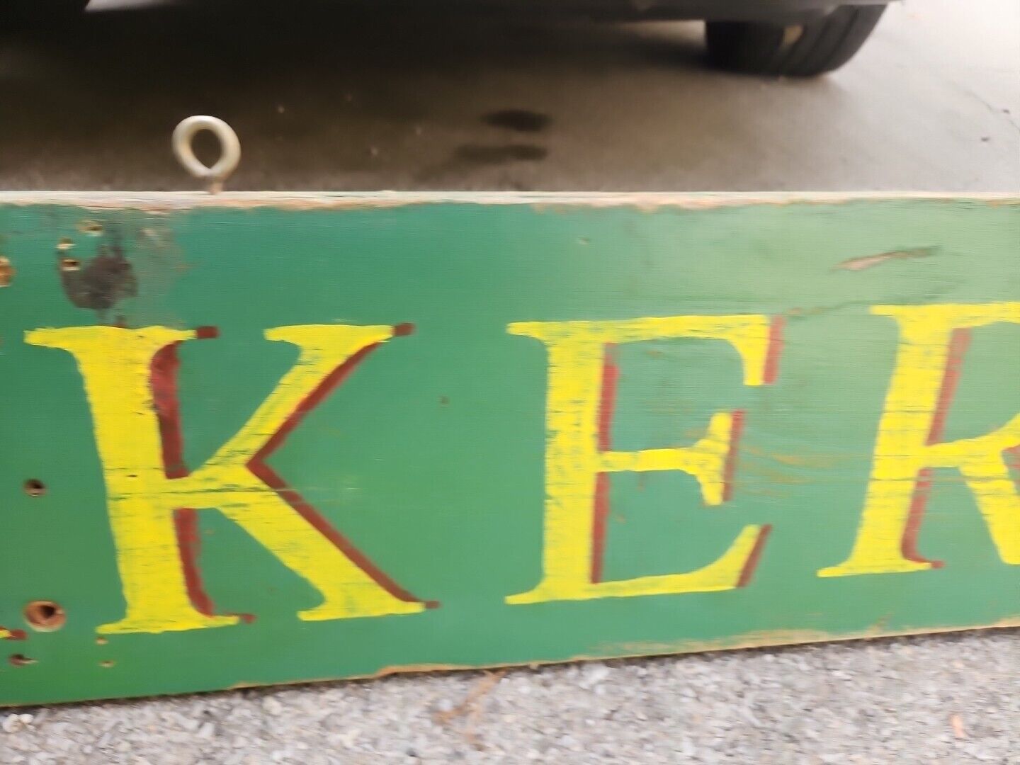 VINTAGE GREEN STUDEBAKER CARS AND TRUCKS Hand Painted Wood SIGN 9" X 59"  