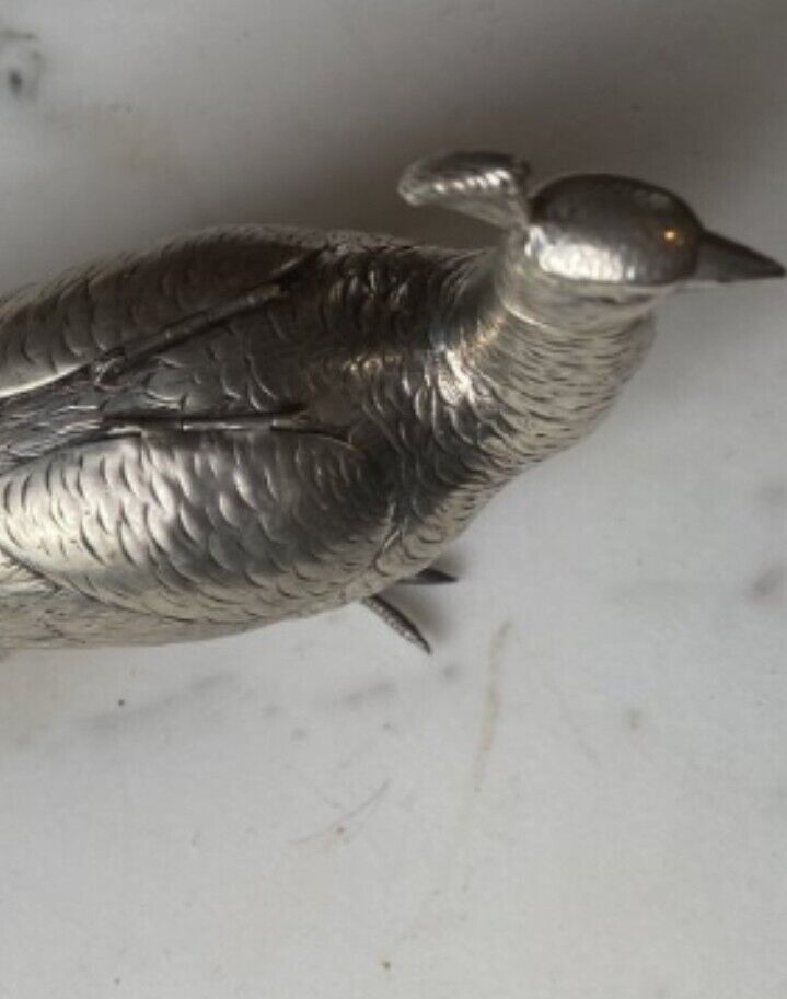 Incredible French Art Nouveau Silver peacock sculpture Salt Dispenser Shaker 