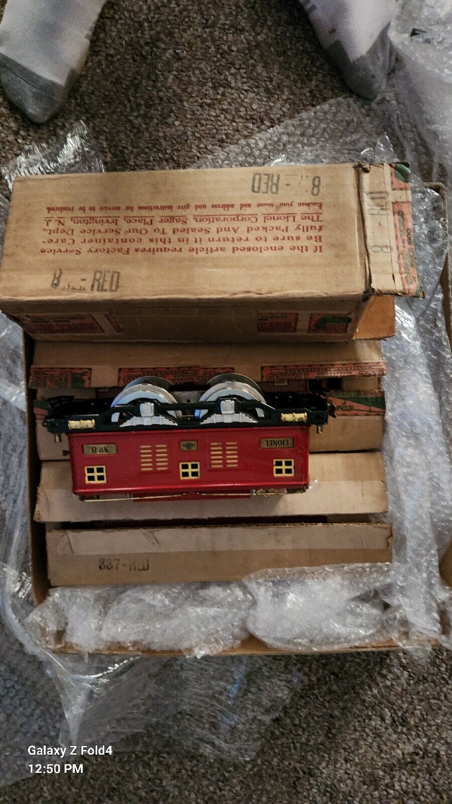 Lionel Pre-War #347 Red Standard Gauge Train Set Locomotive w/2 Car Original Box