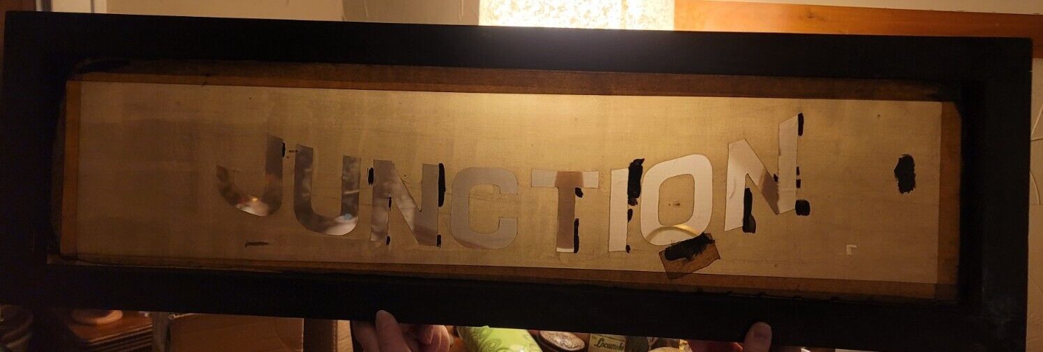 Rare Union Pacific Railroad Original Screen Print Wooden Frame Junction Sign 