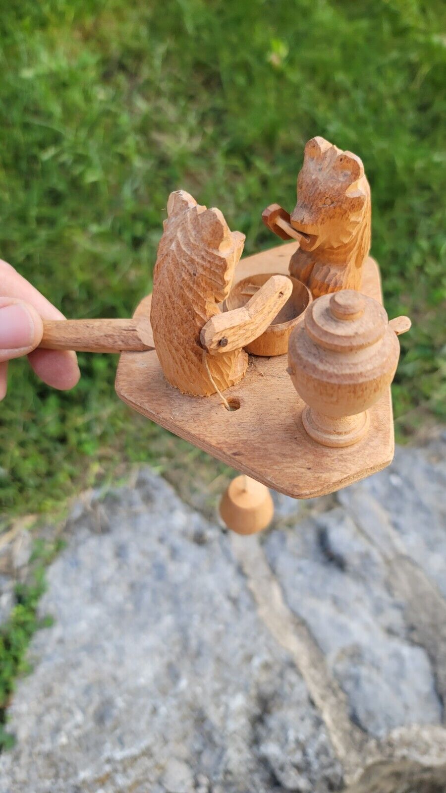 Handmade Old Fashioned Wooden Game Two Bears Eating Honey Magaw Studios 