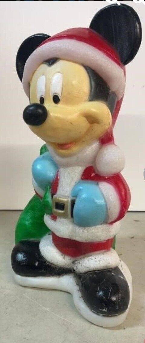 Vintage Disney Mickey Mouse Santa 18" Lawn Christmas Blow Mold Santa's Best 