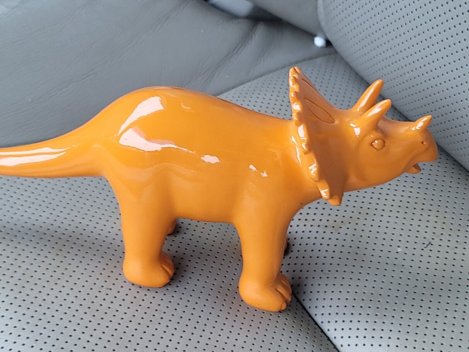 Vintage Cast Aluminum Orange Triceratops Dinosaur Figurine