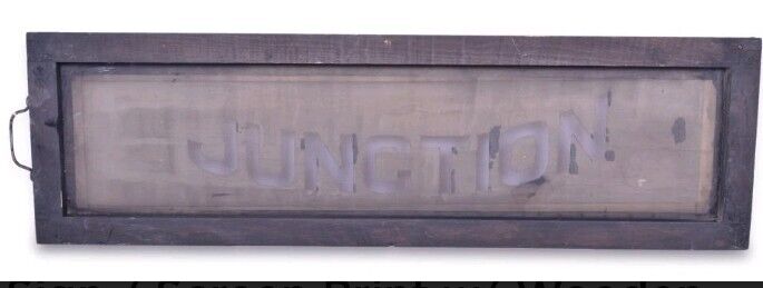 Rare Union Pacific Railroad Original Screen Print Wooden Frame Junction Sign 