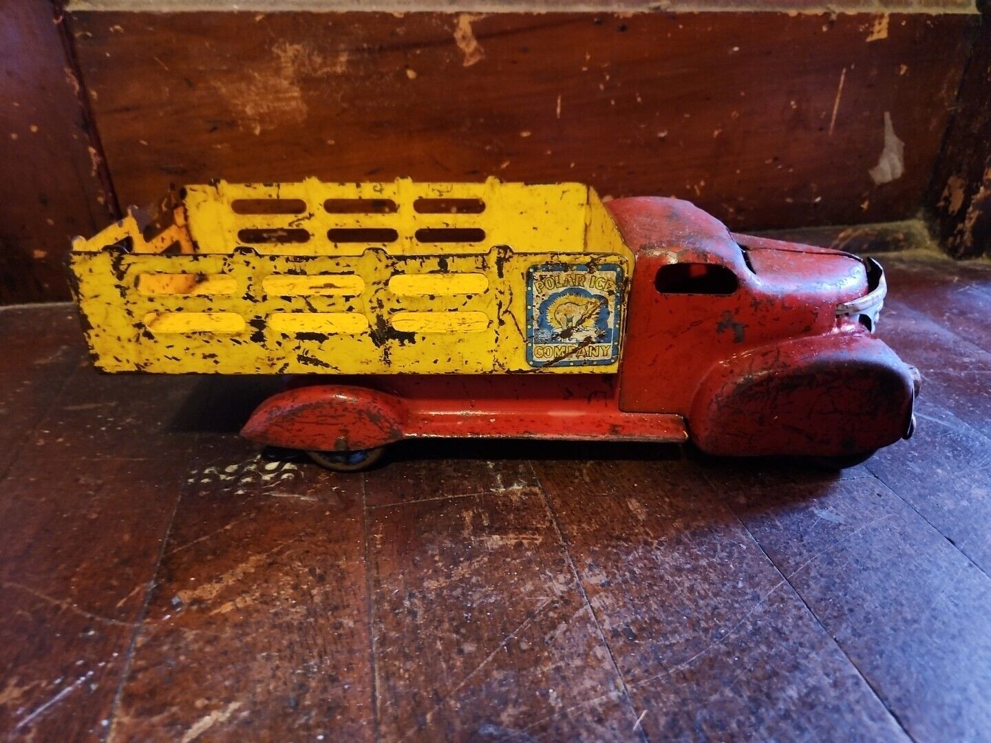 Vintage 1940s Marx Polar Ice Company Stake Box Pressed Steel Toy  StakeTruck