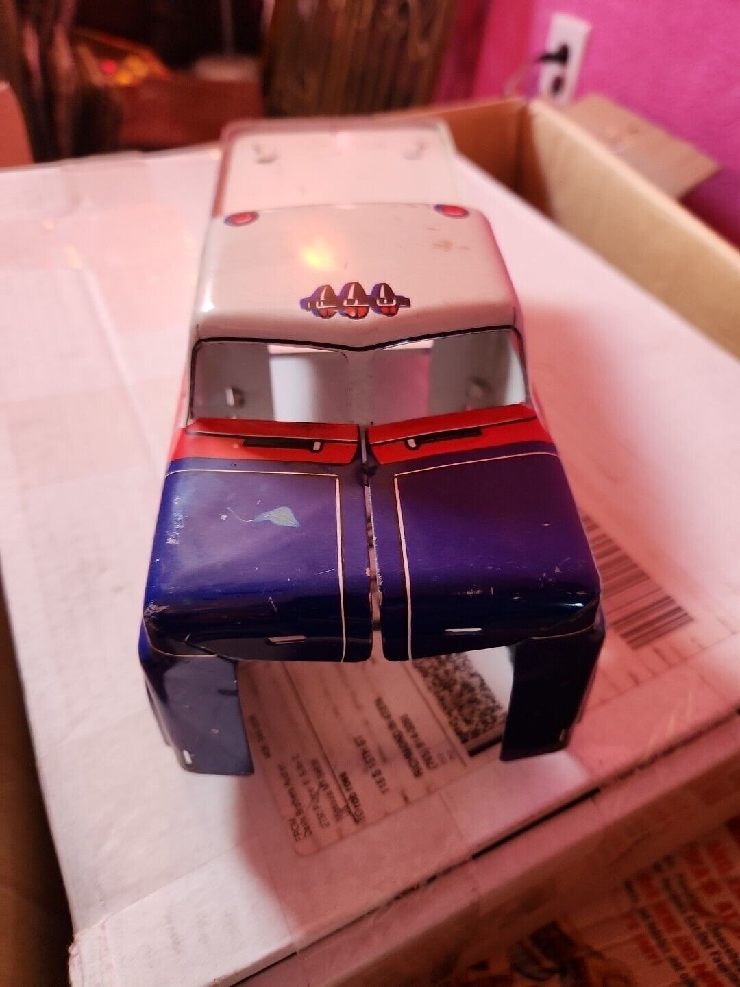 Vtg Marx 1950s Pressed Steel 14" U.S. Mail Truck Van Toy 622145 62210  Red Blue 