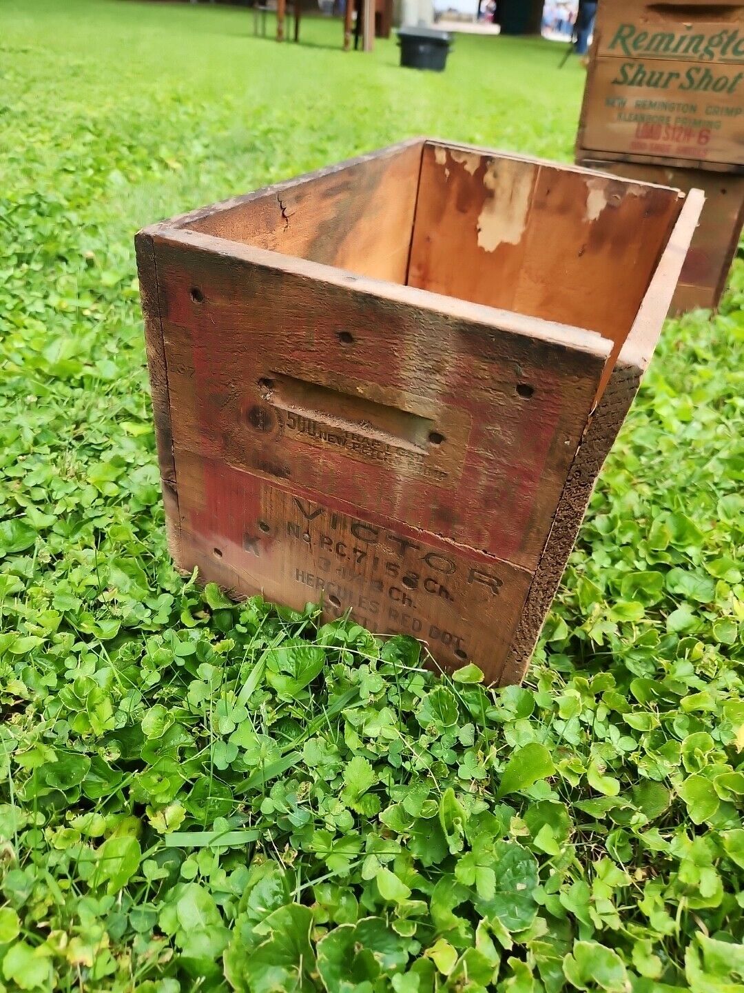 Vintage Peters Cartridge Wood Ammo Box Crate Victor 12 GA Shells Kings Mills Oh