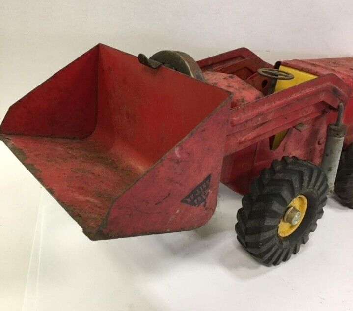 Vintage Nylint Red Pressed Steel Hough Payloader Front End Loader Tractor Toy