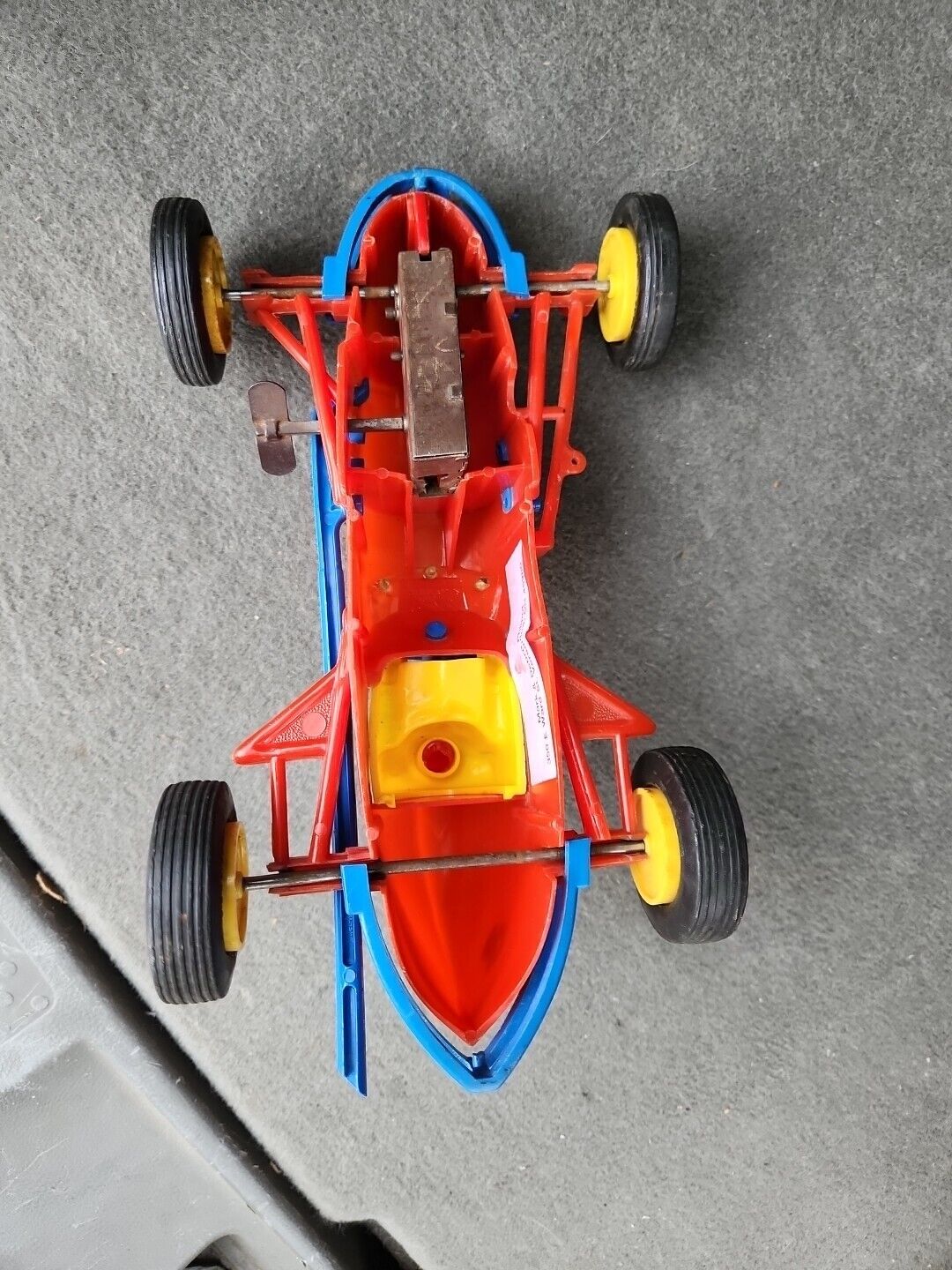 Nosco Plastics USA Wind Up Doodle-Bug Midget Race 9 1/4" Long Red Blue Vintage